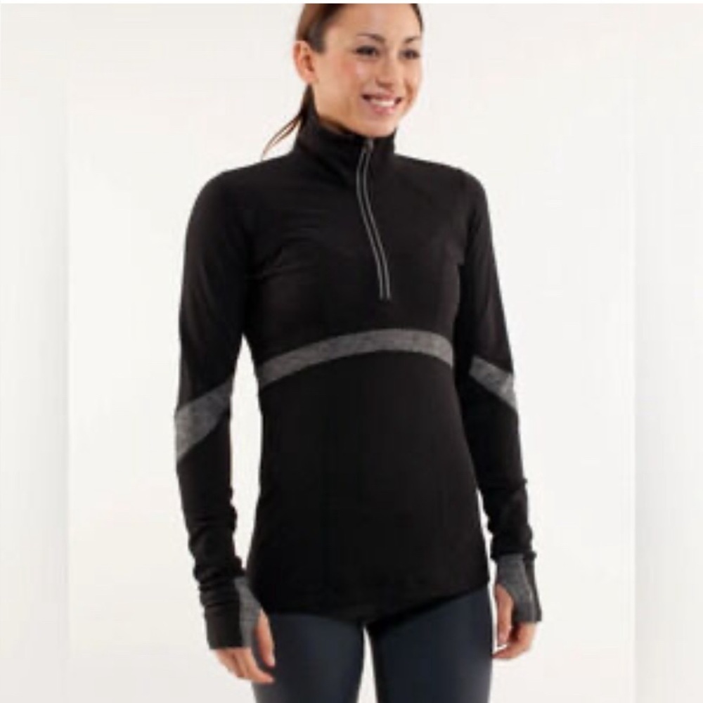 lululemon athletica Black and Gray 1/4 zip top.